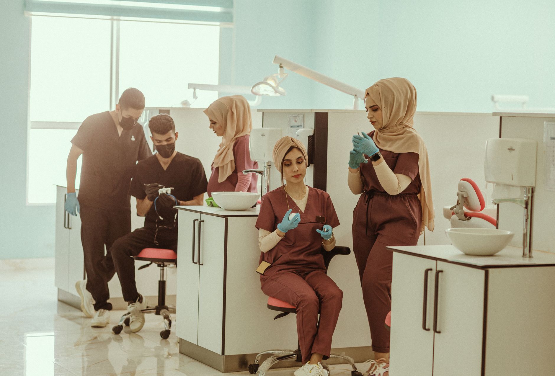 Healthcare team working together in a clinic